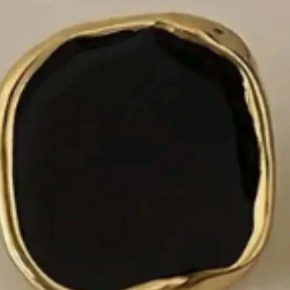 Women's Black Versatile Geometric Square Earrings with Gold Outline - Picture 7 of 8